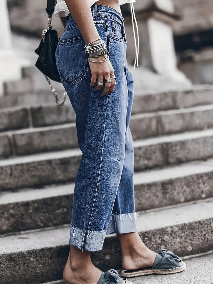 Fashion Casual Women's Vintage High Waist Stretch Wide Leg Jeans