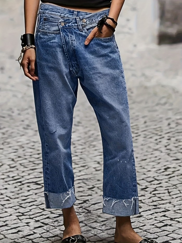 Fashion Casual Women's Vintage High Waist Stretch Wide Leg Jeans