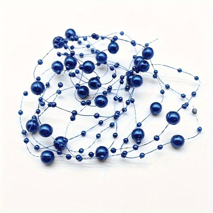 2 Yards 8+3mm Acrylic Fishing Line Bead Chain Garland - 19 Color Options for Wedding, Christmas, Party Decorations - Durable Sparkling Beads for DIY Floral Arrangements & Holiday Crafts, Fishing Birthday Party Decorations, Event Embellishments, Elegant Decoration, Versatile Decor Piece, Christmas Decor, Best for Christmas