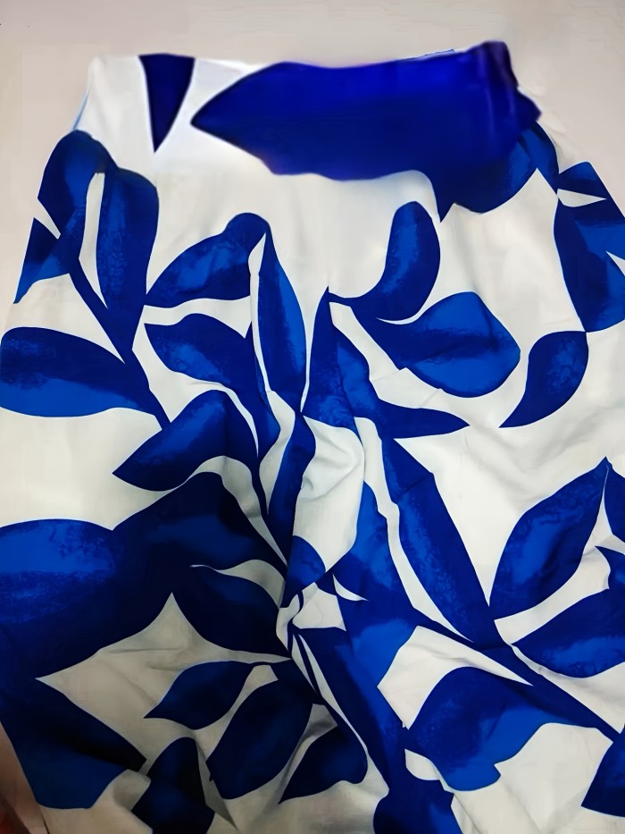Women's High-Waist Tropical Leaf Print Wide Leg Pants