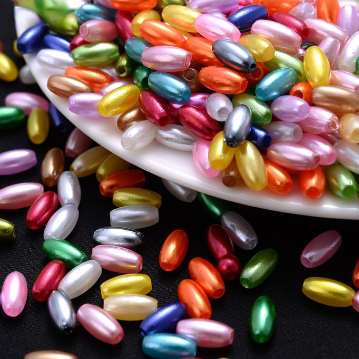 100pcs Neovivi Mix Oval Acrylic Spacer Beads 4x8mm (0.16x0.31in) - Vibrant Metallic & Translucent Colors for DIY Jewelry Making, Earrings, Bracelets, Phone Chains - Craft Bead Supplies, Bracelet Components | Glossy Finish Beads, Beads for Jewelry Making