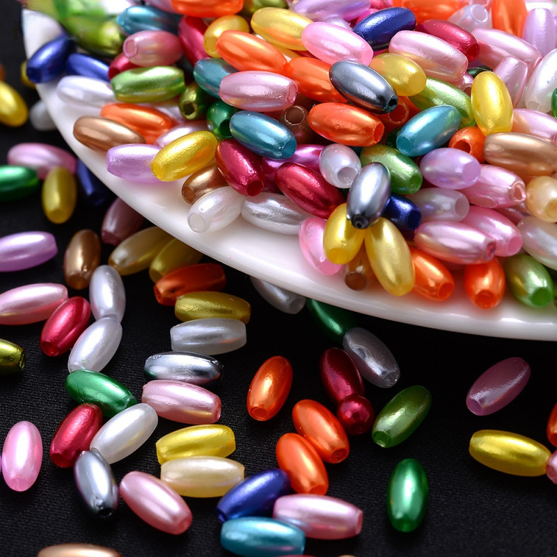 100pcs Neovivi Mix Oval Acrylic Spacer Beads 4x8mm (0.16x0.31in) - Vibrant Metallic & Translucent Colors for DIY Jewelry Making, Earrings, Bracelets, Phone Chains - Craft Bead Supplies, Bracelet Components | Glossy Finish Beads, Beads for Jewelry Making