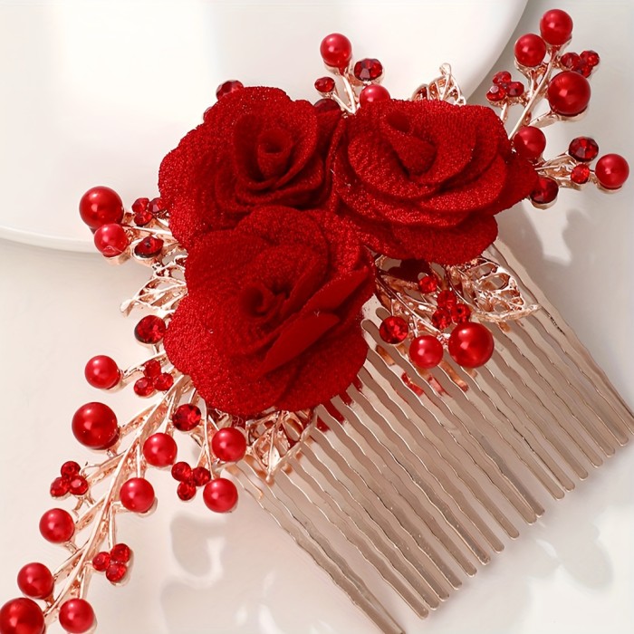 Textile Rose Bride Headwear Hair Comb