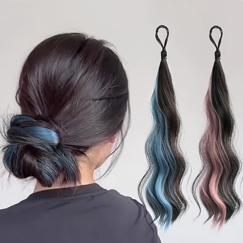 3pcs mixed color natural curly wig extension headband set - cute and sweet Y2K street style high gloss wig ponytail - casual hair accessory - quick and easy to wear - perfect for daily wear during parties and holidays