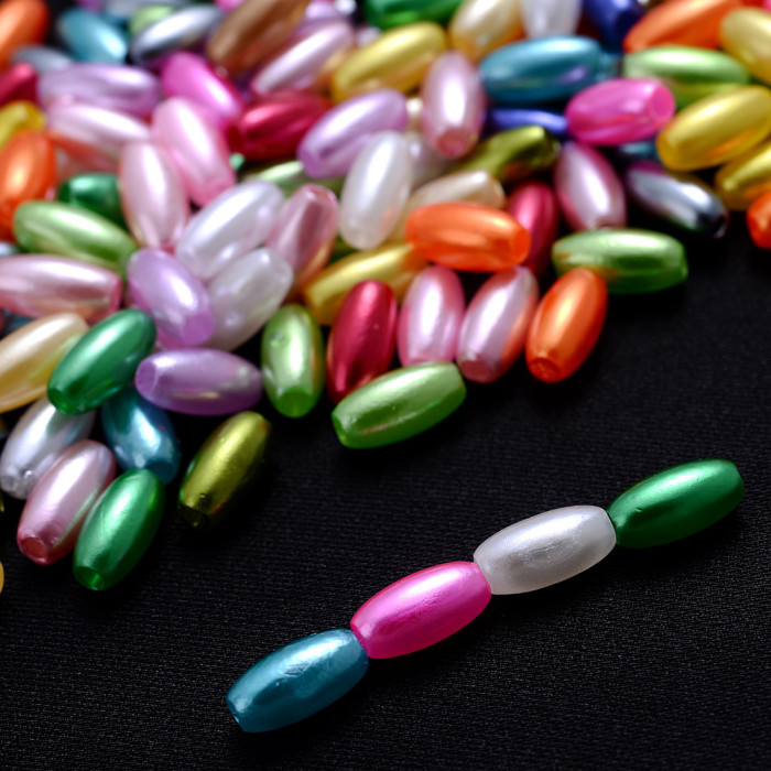 100pcs Neovivi Mix Oval Acrylic Spacer Beads 4x8mm (0.16x0.31in) - Vibrant Metallic & Translucent Colors for DIY Jewelry Making, Earrings, Bracelets, Phone Chains - Craft Bead Supplies, Bracelet Components | Glossy Finish Beads, Beads for Jewelry Making