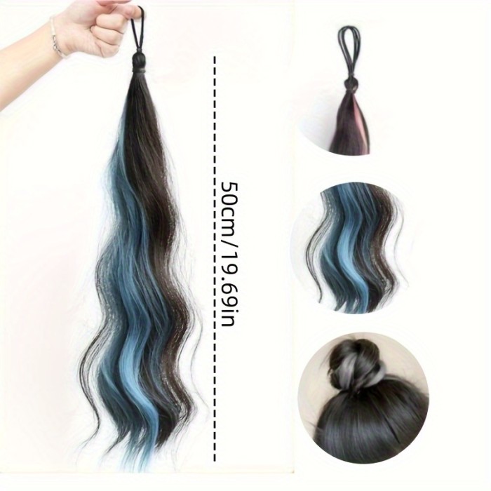 3pcs mixed color natural curly wig extension headband set - cute and sweet Y2K street style high gloss wig ponytail - casual hair accessory - quick and easy to wear - perfect for daily wear during parties and holidays
