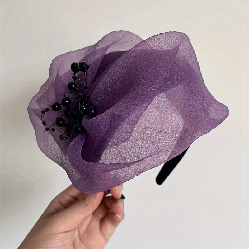 Women's Elegant Floral-like Headband - Lightweight Breathable Wedding, Party & Everyday Hair Band - Vintage Accessory in - Perfect Gift for Her (No Feathers, Non-Slip Formal or Casual Hairstyle), Hair Accessories for Wedding, Delicate Design, Fine Craftsmanship, Stylish Hairband, Fashion Lovers, Retro Style, Durable Material, Mesh Beading Headpiece, Fashionconscious Women