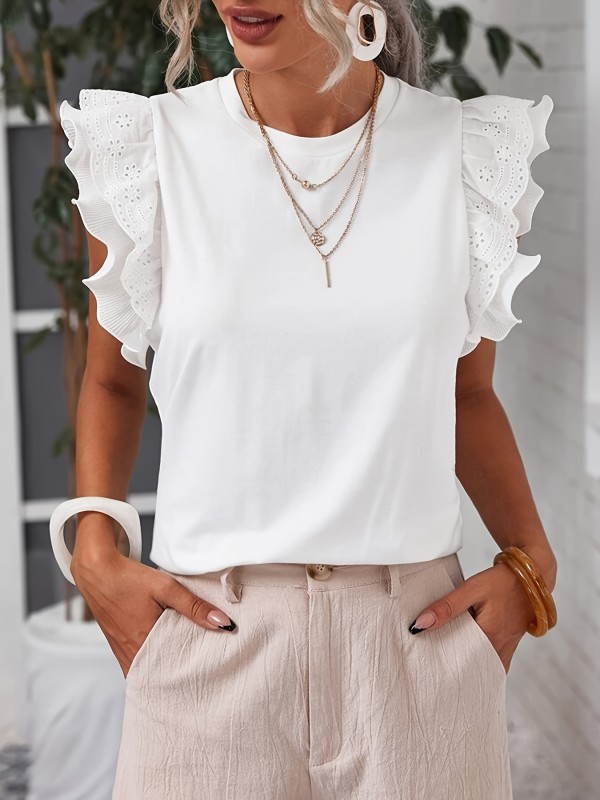 Elegant Women's Elegant Ruffled Lace Blouse
