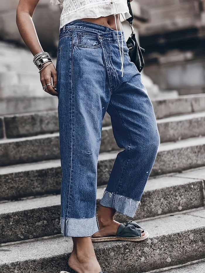 Fashion Casual Women's Vintage High Waist Stretch Wide Leg Jeans