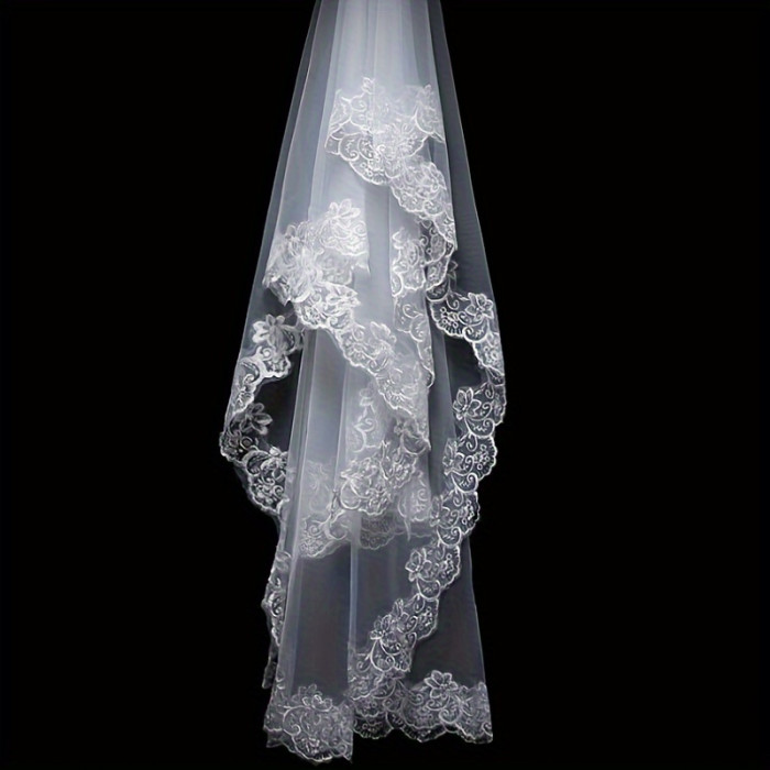 1pc Elegant Bridal Veil Decoration 1pc retro lace flower decoration bridal veil elegant wedding veil fashion wedding accessories, suitable for women and daily use