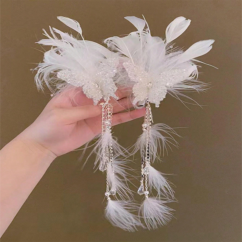 Buy 1 get 1 white butterfly shiny hair accessories, fashionable and elegant suitable for wedding engagement banquet birthday, Mother's Day Thanksgiving Opp bag packaging