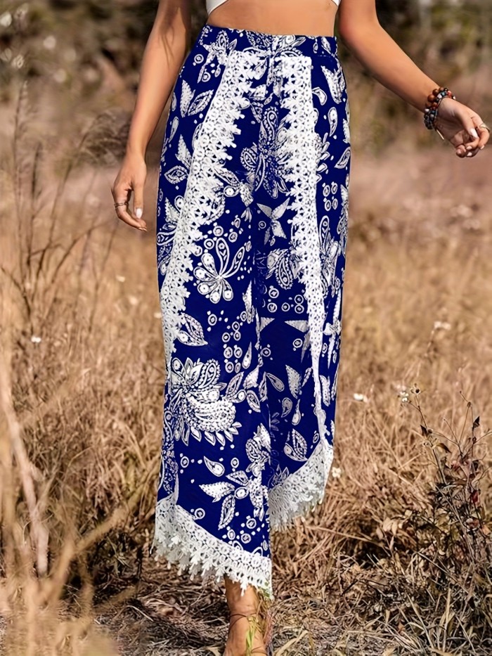Loose Print Fashion Casual Lace Trousers For Women