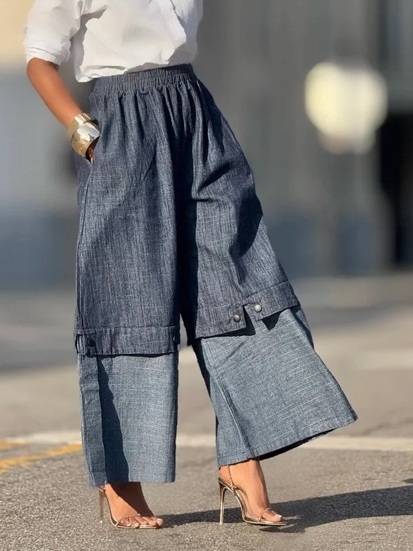 Elasticity Wide Leg Loose Trousers Jean Pants Bottoms