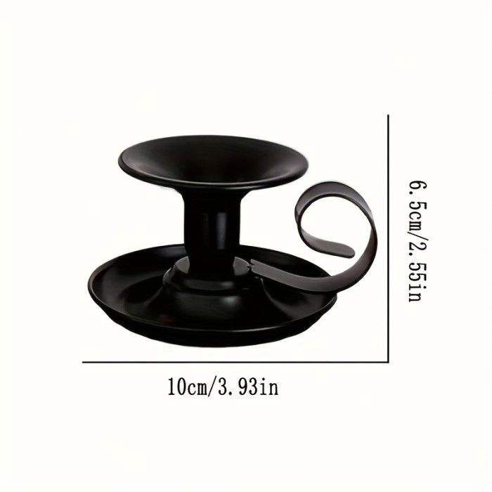 Elegant Black Metal Candle Holder - Vintage Teacup Design, Lightweight, Polished Finish | Perfect for Romantic Home Decor, 1pc
