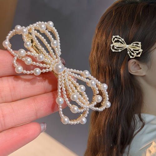 1pc French-Inspired Elegant Bow Faux & Hair Clip - Golden-Tone Accents, Secure Hold Hair Accessories for Women & Teen s, Perfect for Daily Wear, Parties, Birthdays, Valentine's Day Gifts, Cute Hair Accessories, Party Hairpiece, Sophisticated Design, Intricate Craftsmanship, Birthday Gift, Stylish Hairpiece, Delicate Design, Decorative Hairpiece, Women's Fashion