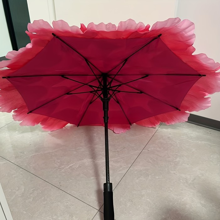 1 Elegant Boho Style Pink Peony Sunshade - 8 Carbon Fiber Ribs, Hand-Operated, Polyester Fabric, Perfect for Outdoor, Travel, Camping, Parties & Performances - Stylish Home Decor Accessory, Boho Style Decor | Artistic Sunshade | Durable Fabric, Sunshade