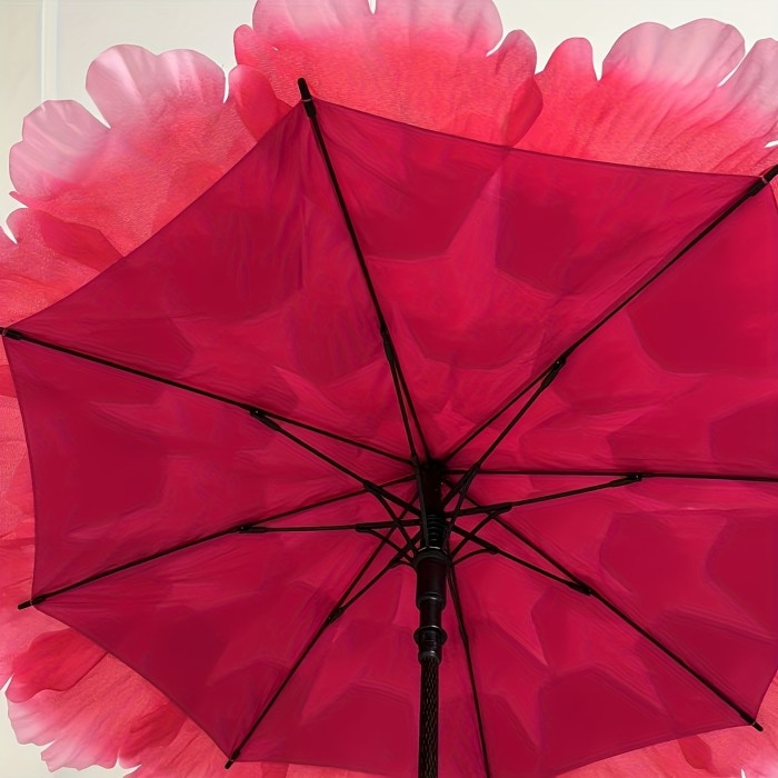 1 Elegant Boho Style Pink Peony Sunshade - 8 Carbon Fiber Ribs, Hand-Operated, Polyester Fabric, Perfect for Outdoor, Travel, Camping, Parties & Performances - Stylish Home Decor Accessory, Boho Style Decor | Artistic Sunshade | Durable Fabric, Sunshade
