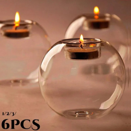 1\u002F2\u002F3\u002F6pcs Crystal Glass Candle Holder 1\u002F2\u002F3\u002F6pcs European Crystal Glass Candle Holder Xmas Halloween Decor Dining Table Candle Stick Romantic Wedding Bar Party Home Decorations