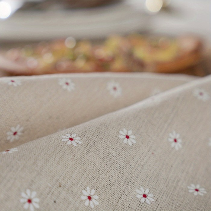 Farmhouse style Flower Garden small fresh white chrysanthemum rice print beige fringed tablecloth for kitchen table decoration tablecloth 1pc