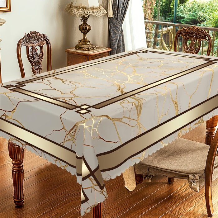 1pc Marble Theme Tablecloth, Rectangular&Round Tablecloth, Marble Stripes Pattern Design, Spring&Summer Decor, Easter Decor, Party Tablecloth, Kitchen Accessories, Room&Outdoor Decor, The Perfect Gift for Friends' Housewarming&Holidays