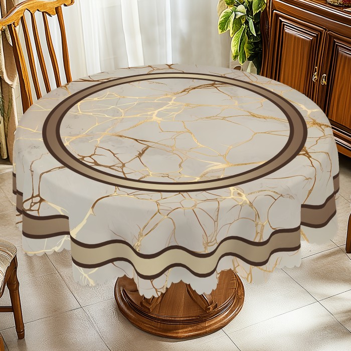 1pc Marble Theme Tablecloth, Rectangular&Round Tablecloth, Marble Stripes Pattern Design, Spring&Summer Decor, Easter Decor, Party Tablecloth, Kitchen Accessories, Room&Outdoor Decor, The Perfect Gift for Friends' Housewarming&Holidays