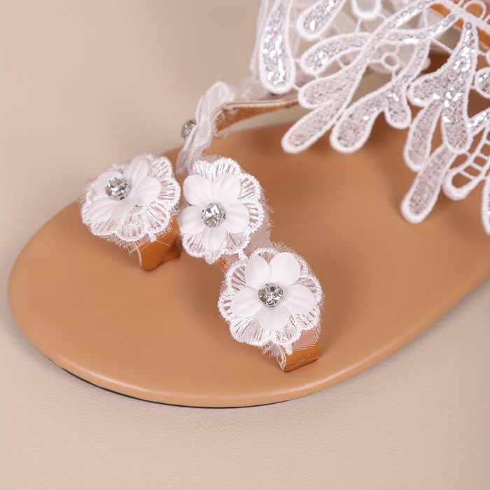 2025 Summer Chic Women's Flat Sandals with Sweet Floral Design - Toe Loop, Slip-On, Faux Cover Upper & TPR Sole, Perfect for Beach & Casual Wear, Ladies Sandals