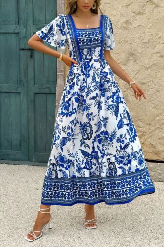 Women's Fashion Holiday Casual Printed A-Line Maxi Dress