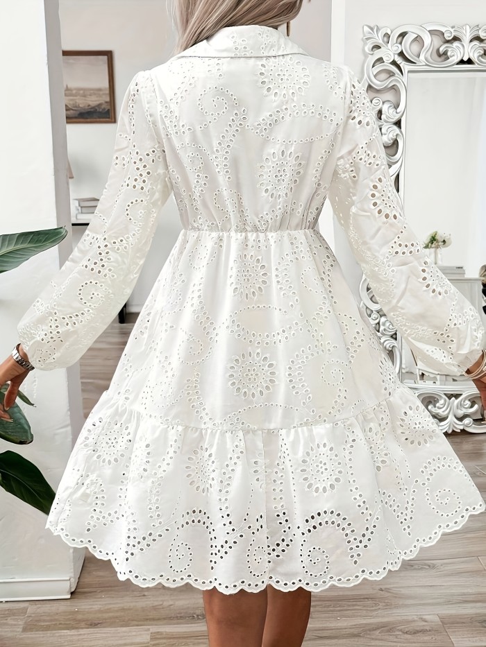 Women's Cut-Out Lantern Sleeve Long Dress