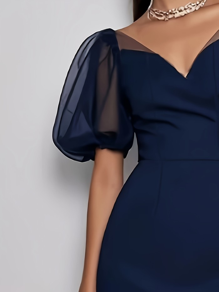 Elegant V-Neck Solid Color Sleeveless Cinched Waist Midi Dress