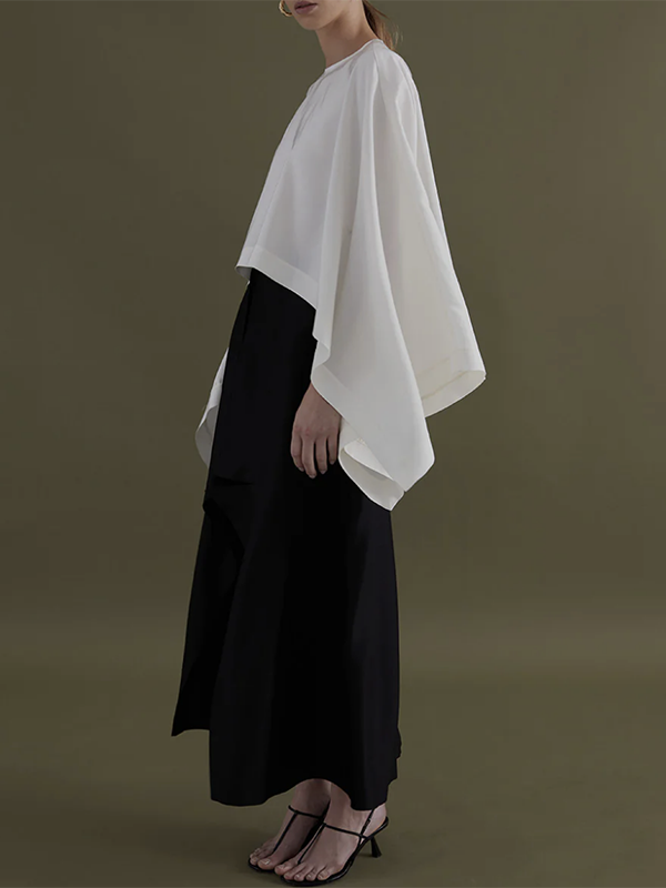 Solid Color Loose Long Sleeves Round-neck Blouses&shirts Tops