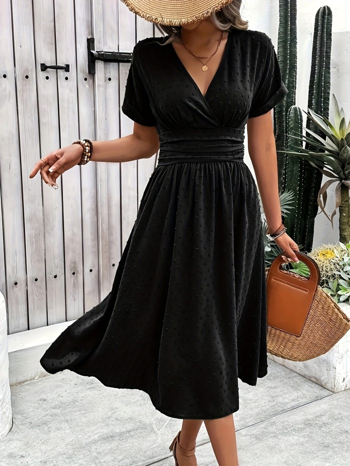 Women's Elegant Burgundy V-Neck Sleeveless Midi Dress