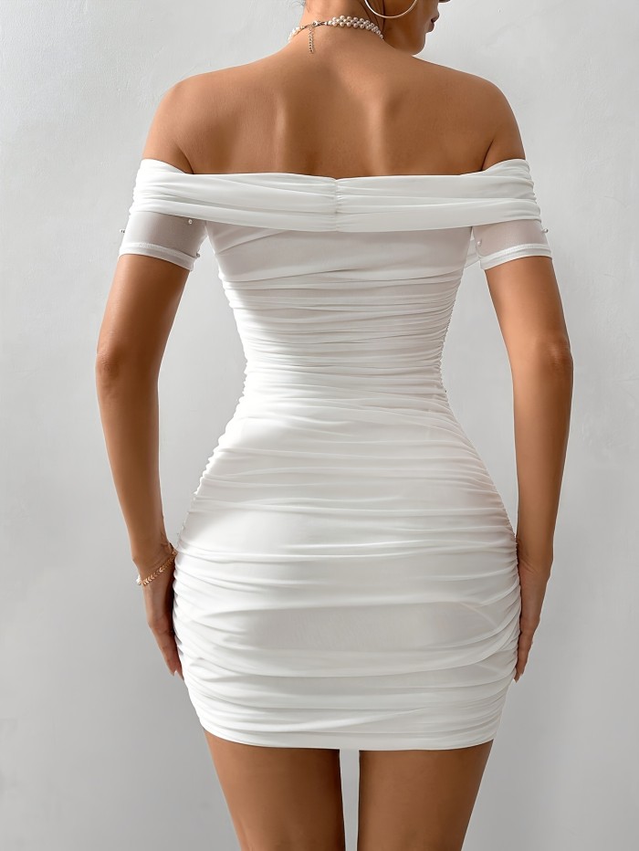 Women's Elegant Off-Shoulder Short Sleeve Dress