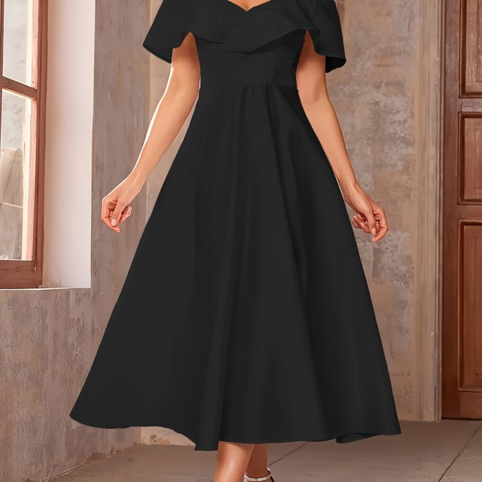 Summer Elegant Off-Shoulder Pleated White Graduation Dress for Women