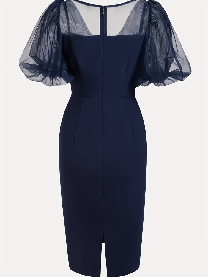 Elegant V-Neck Solid Color Sleeveless Cinched Waist Midi Dress