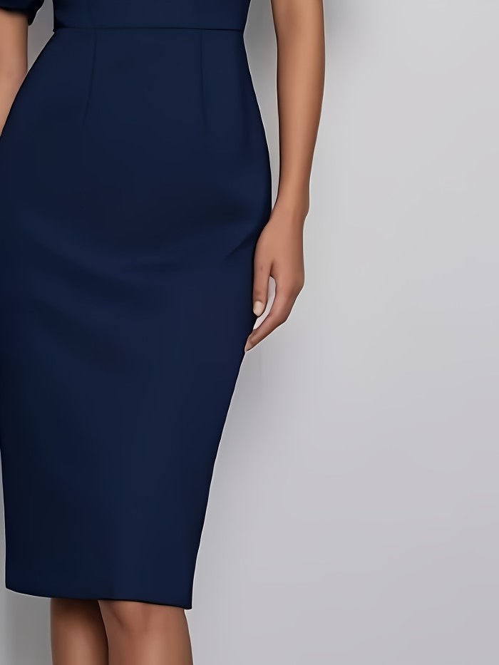 Elegant V-Neck Solid Color Sleeveless Cinched Waist Midi Dress