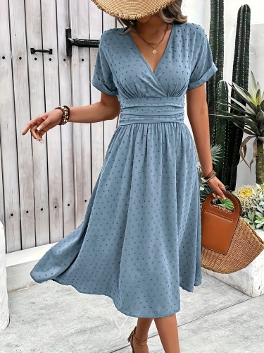 Women's Elegant Burgundy V-Neck Sleeveless Midi Dress