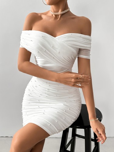Women's Elegant Off-Shoulder Short Sleeve Dress