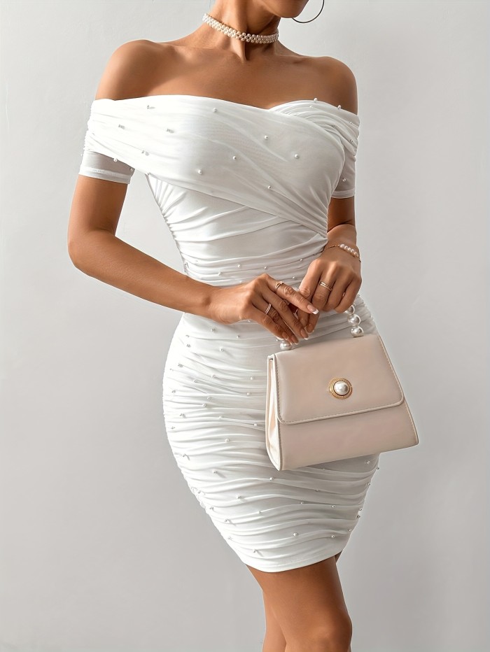 Women's Elegant Off-Shoulder Short Sleeve Dress
