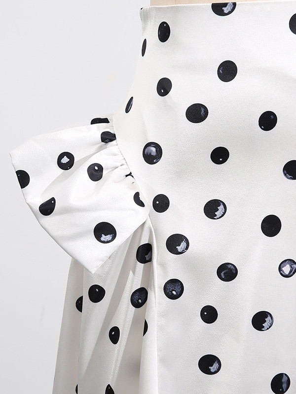 Polka-Dot Pleated A-Line Skirts Bottoms