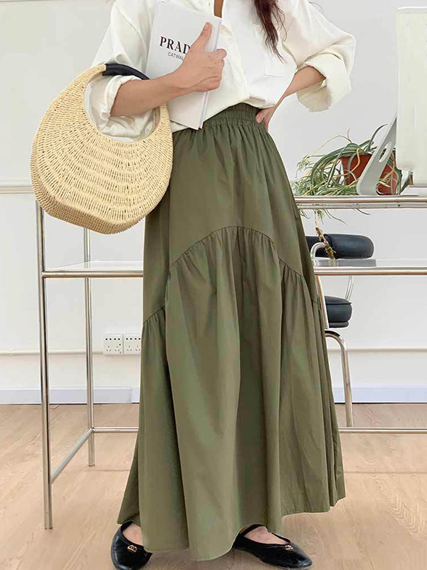 Split-Joint Pleated Loose Skirts Bottoms