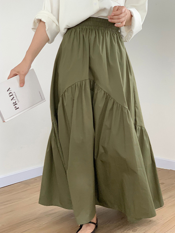 Split-Joint Pleated Loose Skirts Bottoms