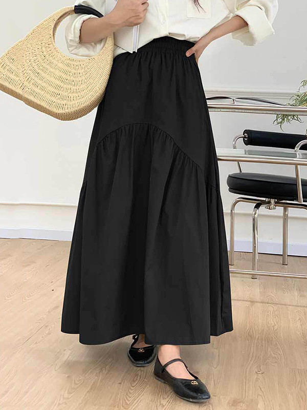 Split-Joint Pleated Loose Skirts Bottoms