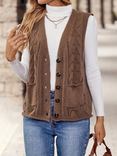 Fashionable Vest Autumn Winter Fashionable Women's Solid Color Open Back Vest Sweater