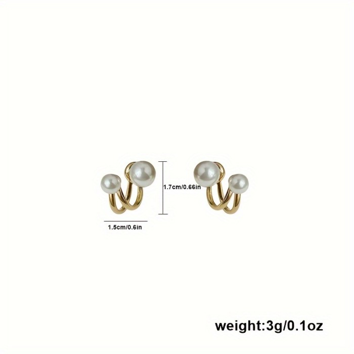 Vintage French-Style Alloy Earrings with Imitation Pearl Accents