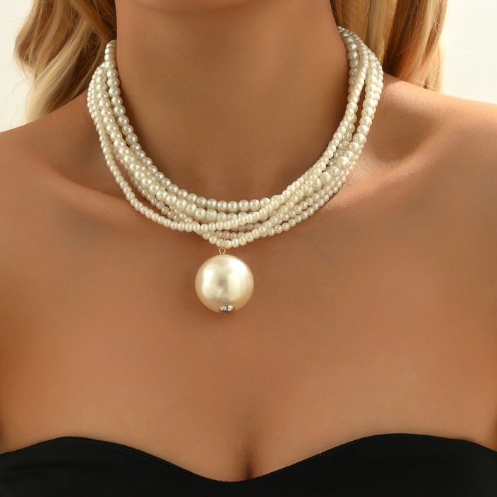 Luxurious Multi-Layer Bead Necklace - Perfect for Weddings and Balls for Women