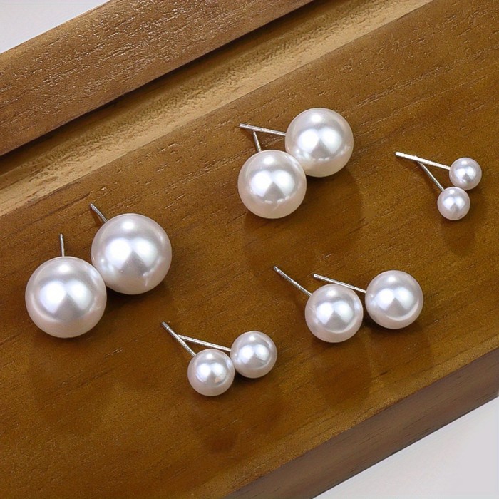 Elegant 925 Silver Pearl Earrings: Dazzling Imitation Pearls on Zinc Alloy Base for a Sophisticated Everyday Look