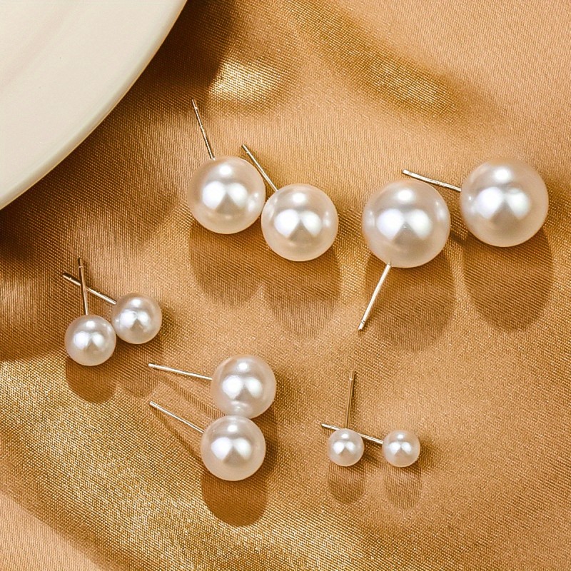 Elegant 925 Silver Pearl Earrings: Dazzling Imitation Pearls on Zinc Alloy Base for a Sophisticated Everyday Look