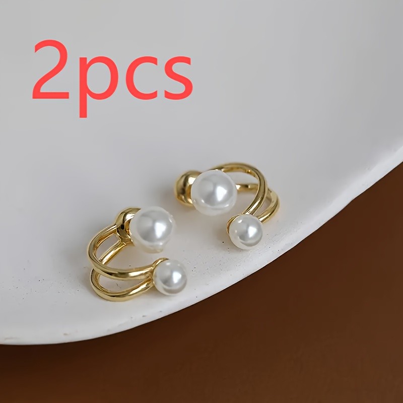 Faux Pearls Simple Hoop Earrings Elegant Vintage Simple Hoop Earrings with Faux White Pearls