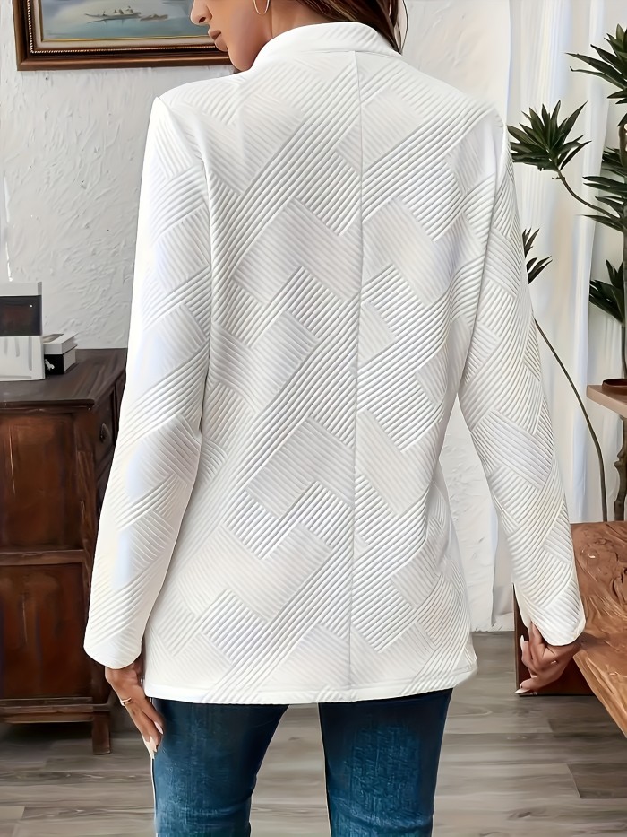 Fashion Jacket Double-Buckle Long Sleeve Jacket | New Fashion Solid Color Textured Decorative Pocket