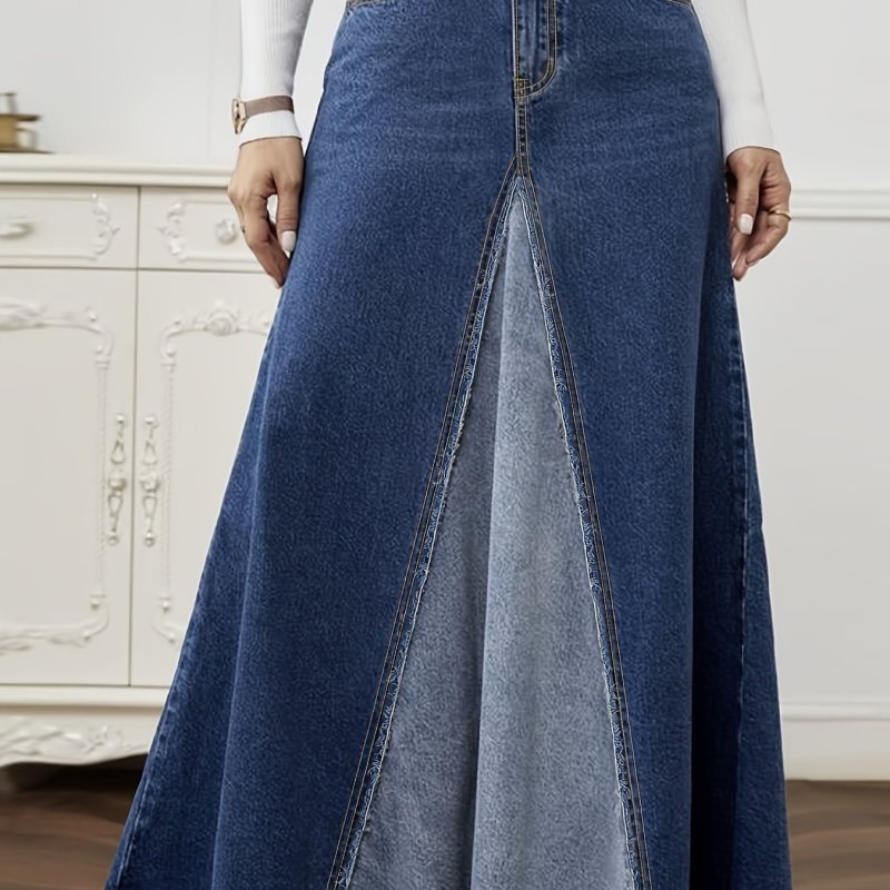 High-Rise Casual Skirt For Every Plus Size High-Rise Casual Denim Skirt